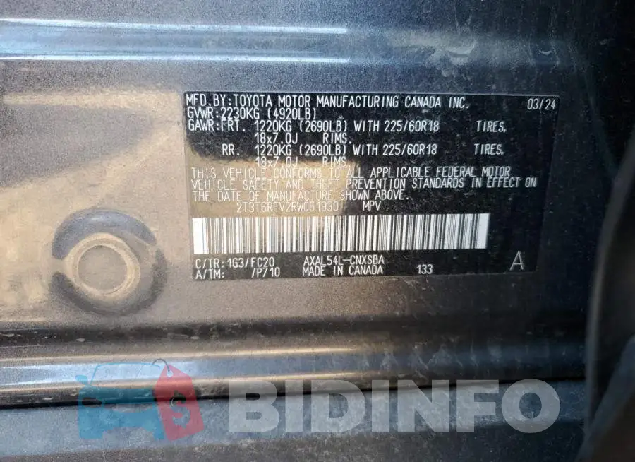 2T3T6RFV2RW061930 Photo# 12