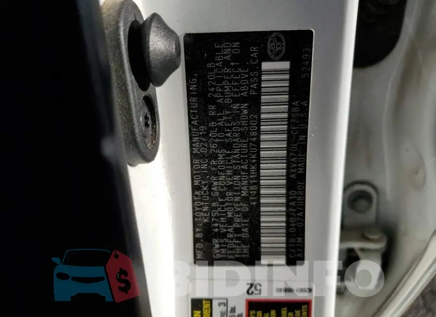 4T1B11HK4KU748002 Photo# 12