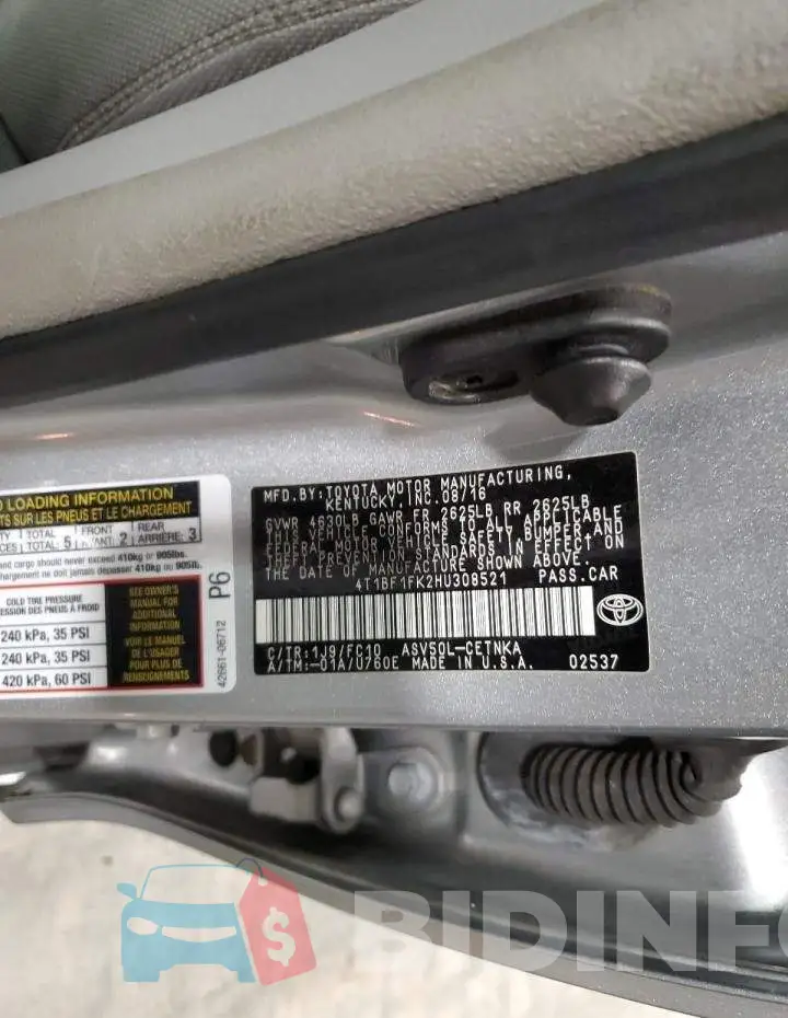 4T1BF1FK2HU308521 Photo# 12