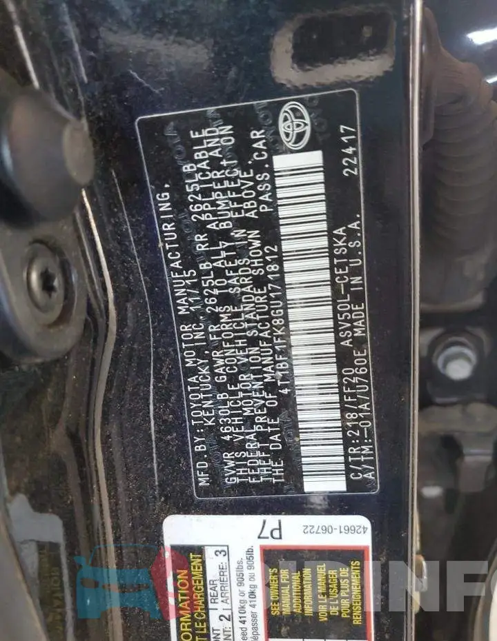 4T1BF1FK8GU171812 Photo# 12