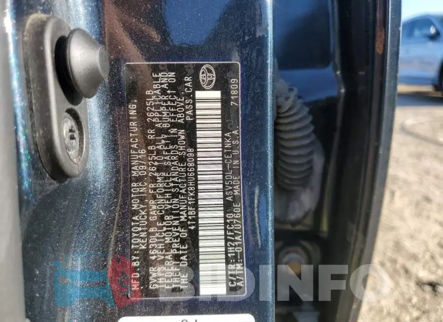 4T1BF1FK8HU668098 Photo# 12