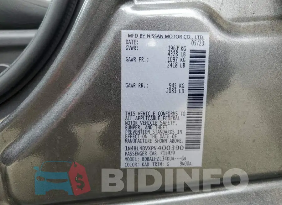 1N4BL4DVXPN400390 Photo# 12