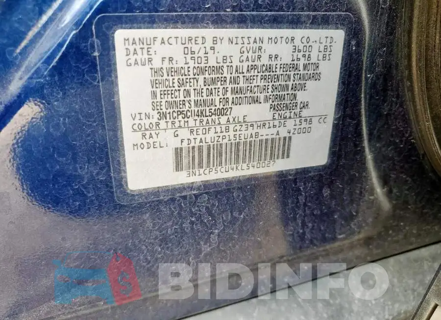 3N1CP5CU4KL540027 Photo# 12