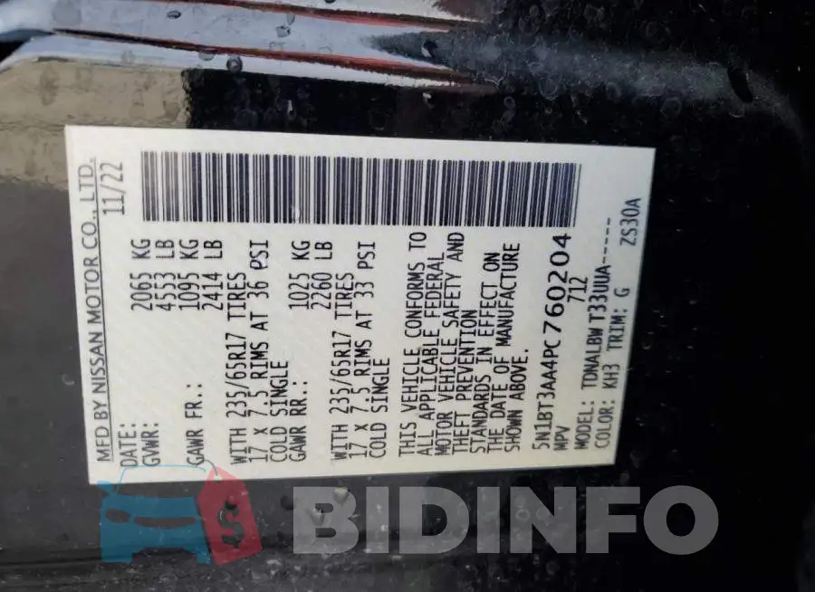 5N1BT3AA4PC760204 Photo# 14