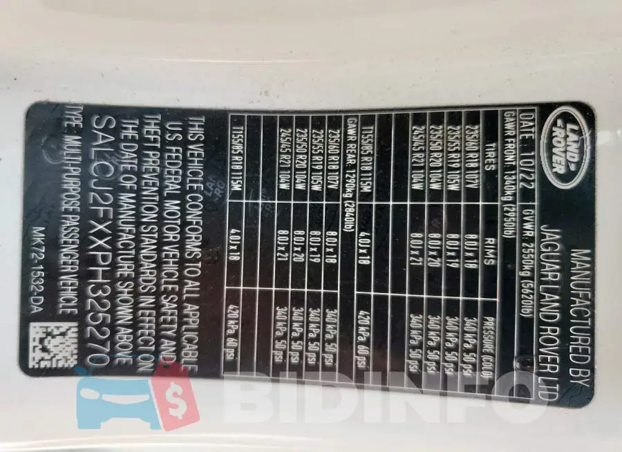 SALCJ2FXXPH325270 Photo# 13