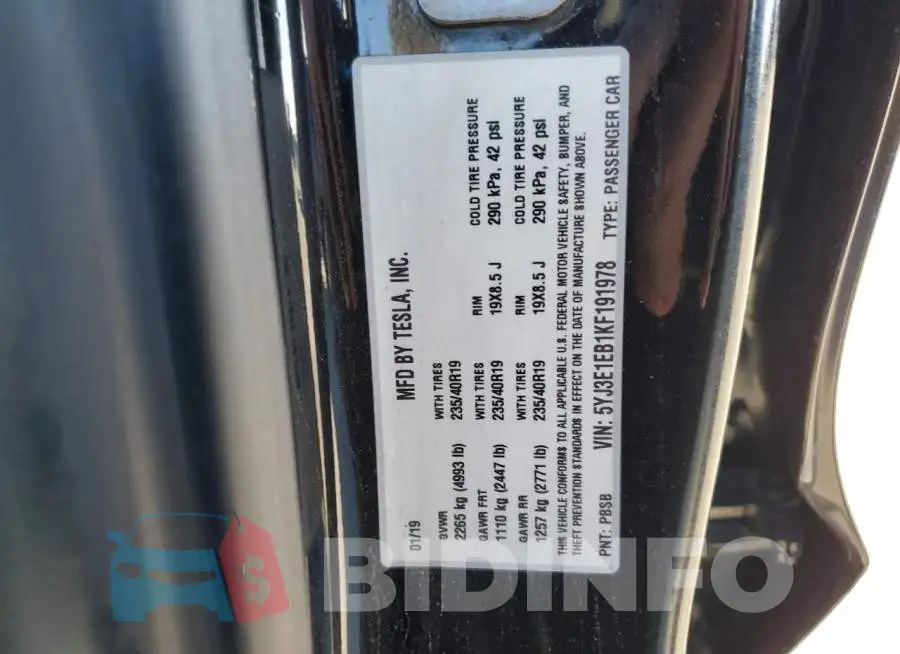 5YJ3E1EB1KF191978 Photo# 12