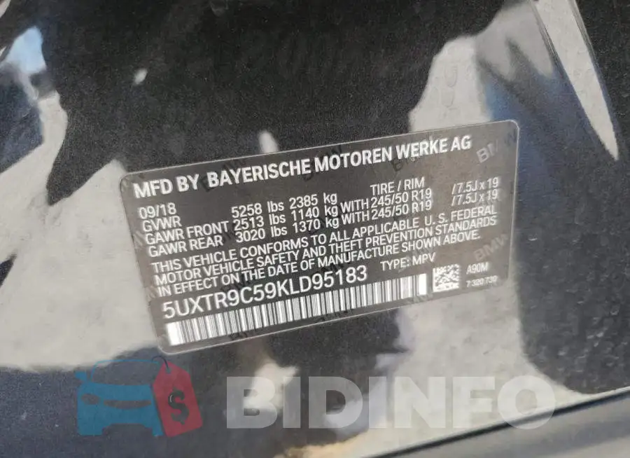 5UXTR9C59KLD95183 Photo# 12