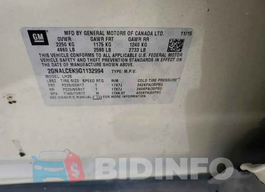 2GNALCEK9G1132994 Photo# 12