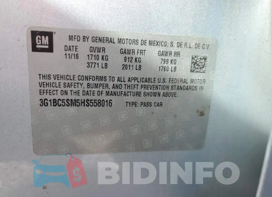 3G1BC5SM5HS558016 Photo# 12