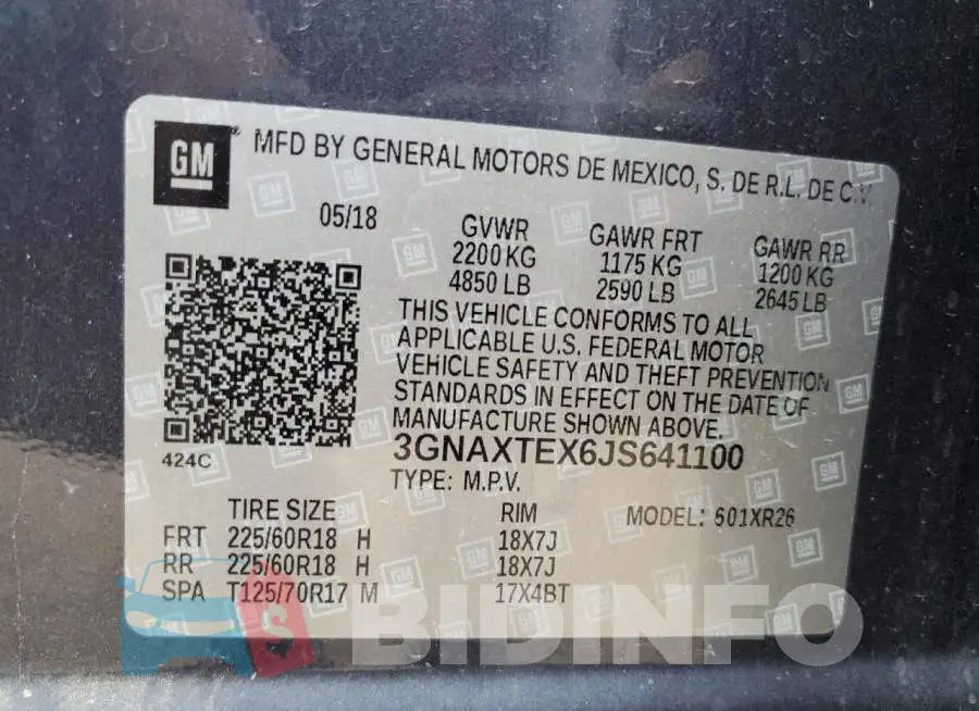 3GNAXTEX6JS641100 Photo# 14