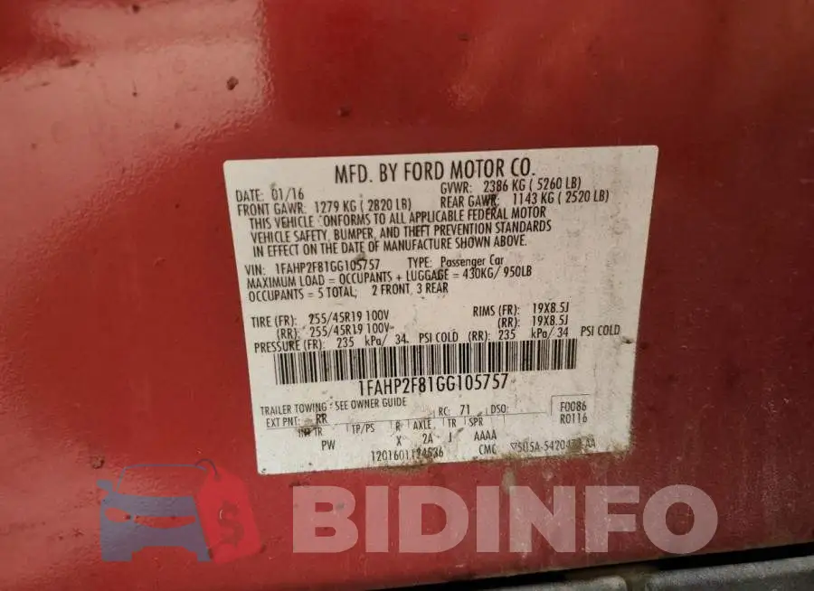 1FAHP2F81GG105757 Photo# 12