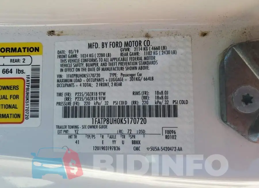 1FATP8UH0K5170720 Photo# 12