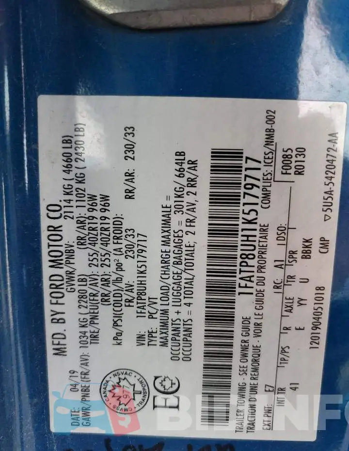 1FATP8UH1K5179717 Photo# 12