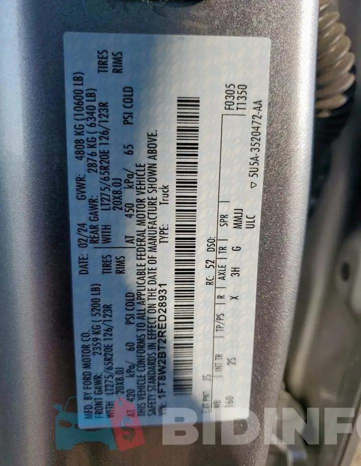 1FT8W2BT2RED28931 Photo# 12