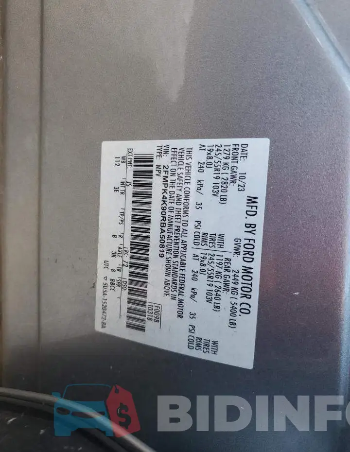 2FMPK4K90RBA50819 Photo# 13