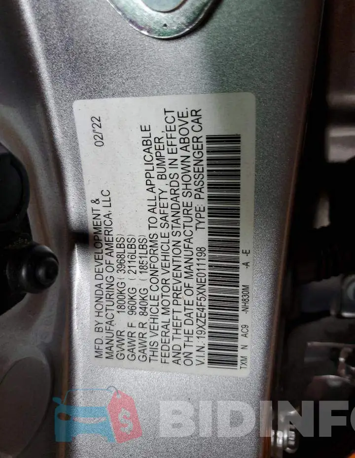 19XZE4F5XNE011198 Photo# 13