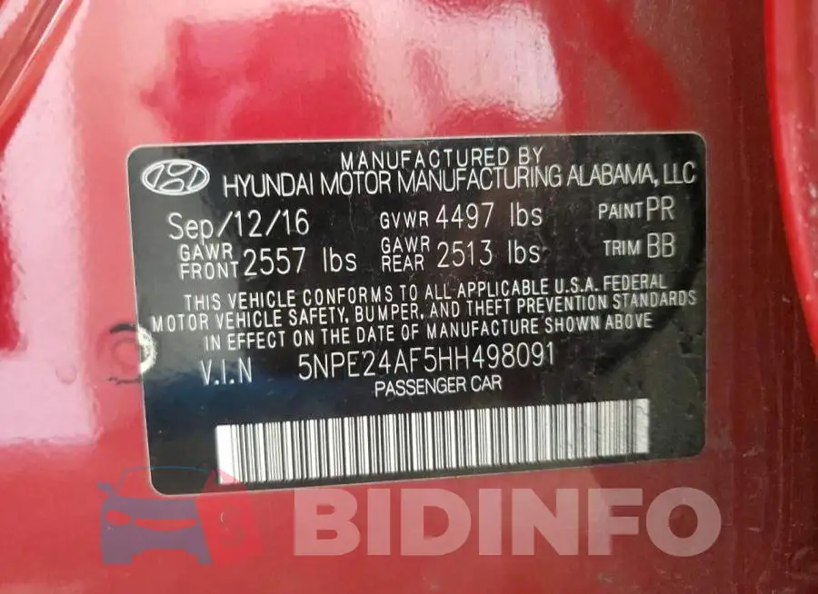 5NPE24AF5HH498091 Photo# 12