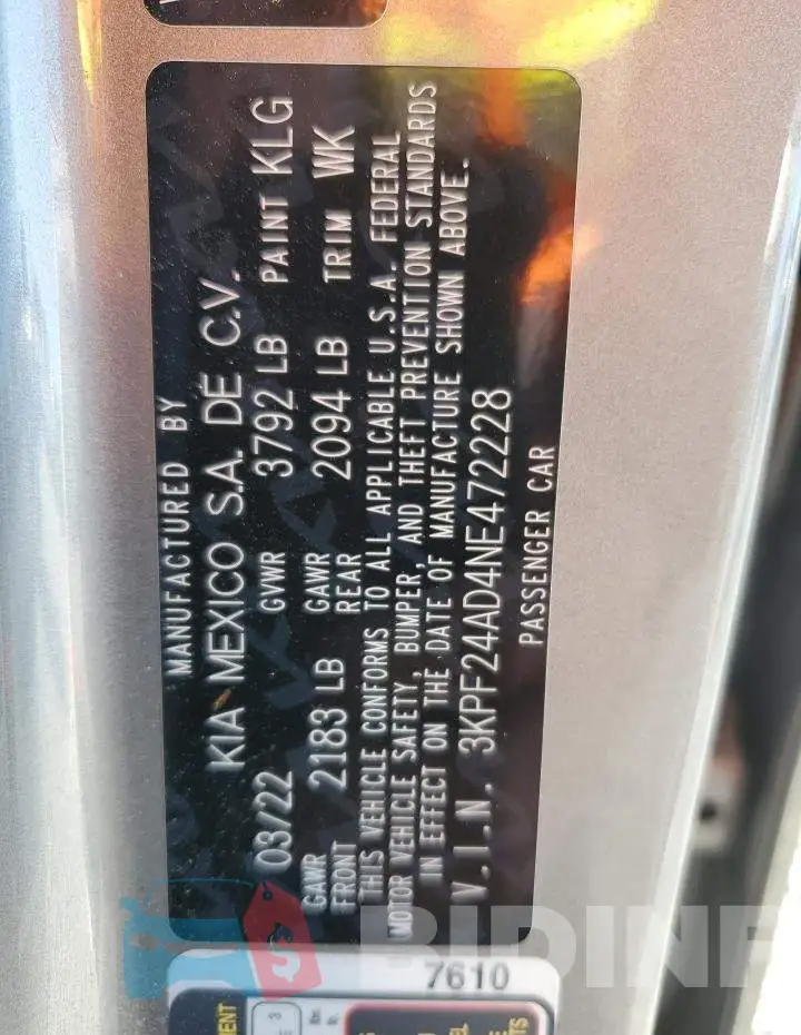 3KPF24AD4NE472228 Photo# 13