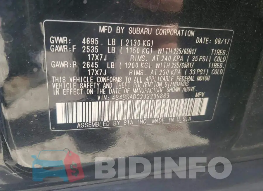 4S4BSADC2J3209863 Photo# 13