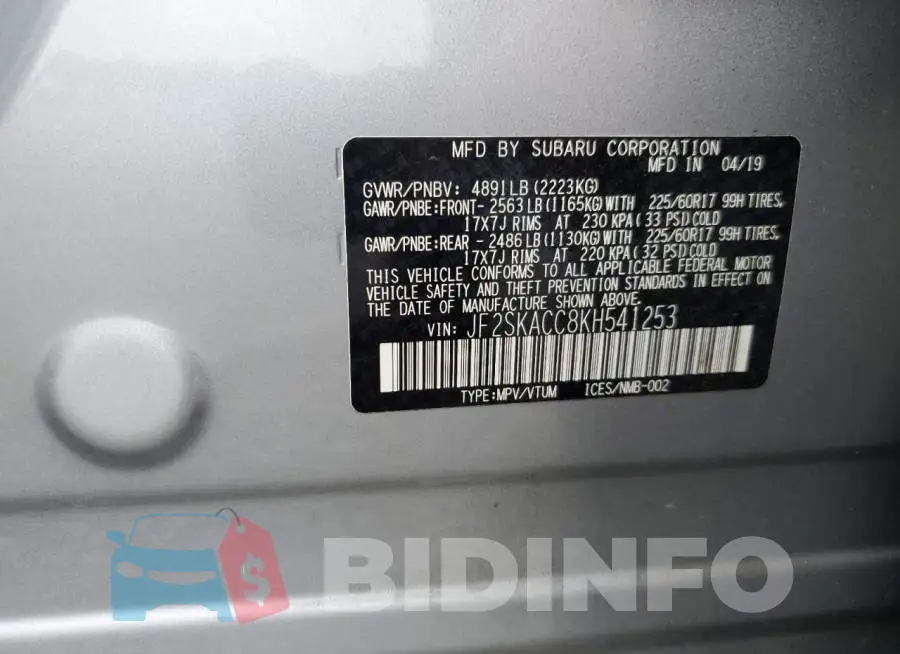 JF2SKACC8KH541253 Photo# 12