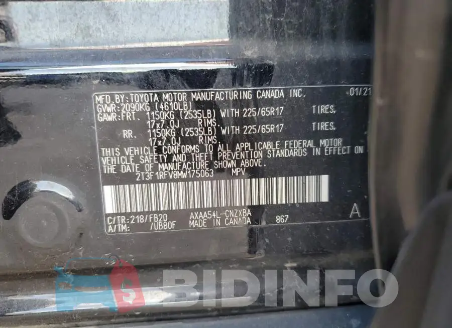 2T3F1RFV8MW175063 Photo# 12