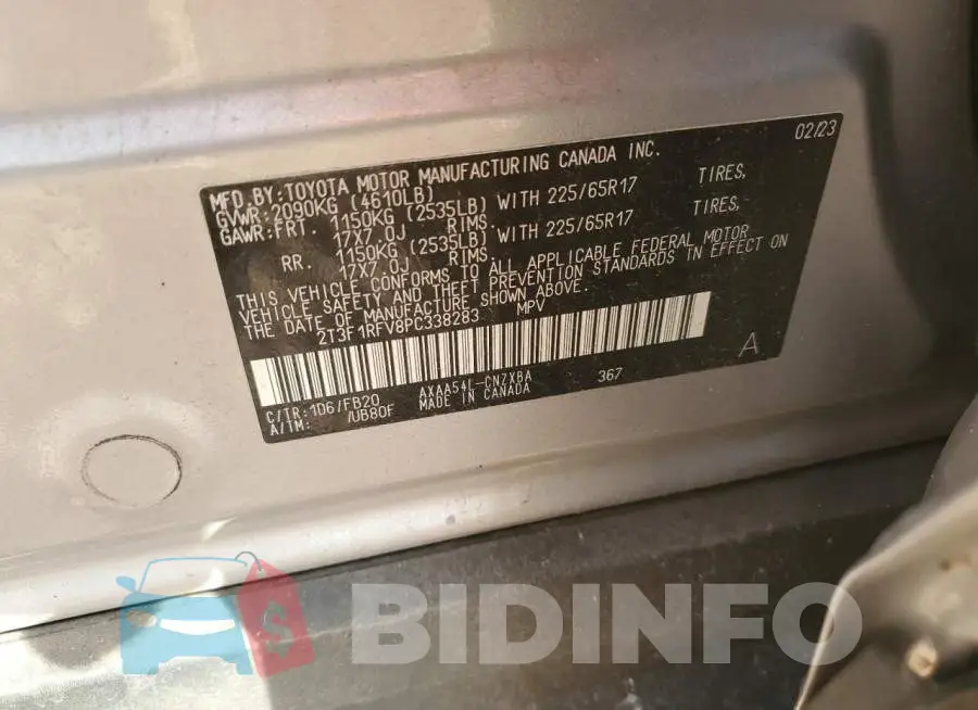 2T3F1RFV8PC338283 Photo# 13