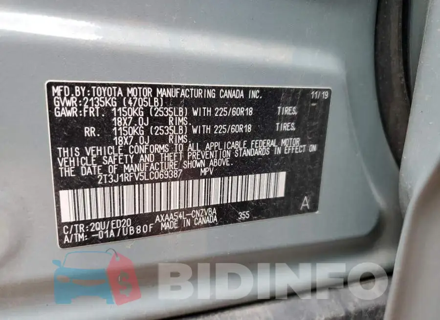 2T3J1RFV5LC069387 Photo# 13