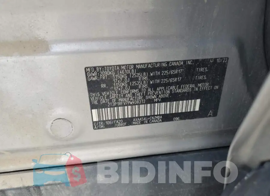 2T3P1RFV7PW408312 Photo# 13