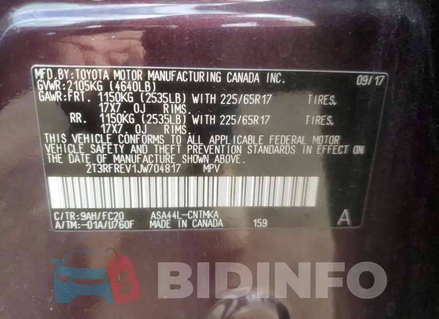 2T3RFREV1JW704817 Photo# 13