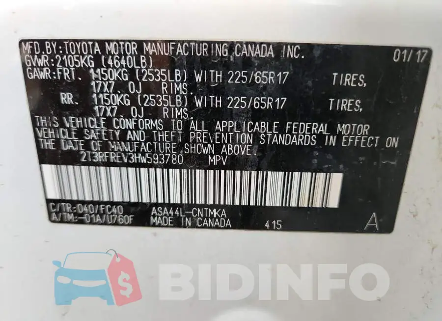 2T3RFREV3HW593780 Photo# 14