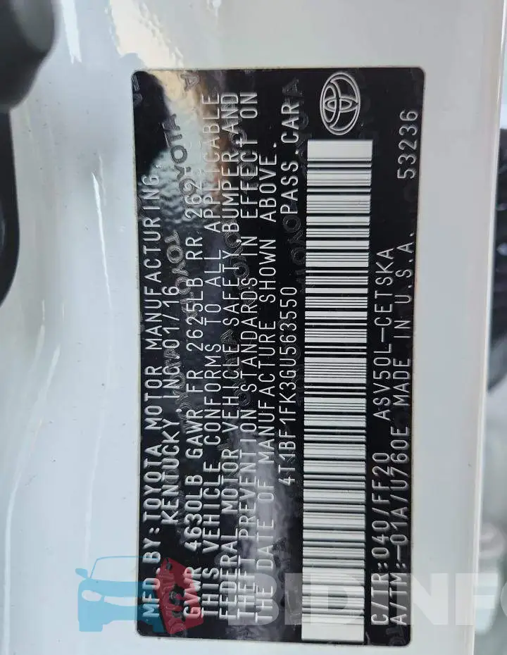 4T1BF1FK3GU563550 Photo# 12