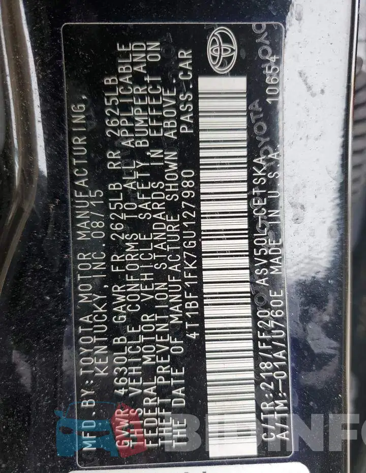4T1BF1FK7GU127980 Photo# 12