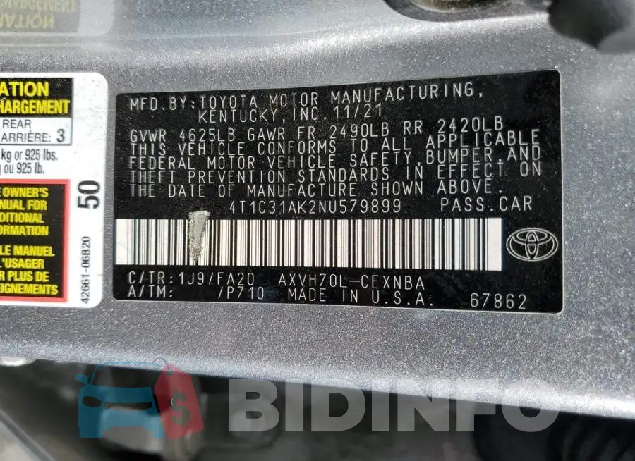 4T1C31AK2NU579899 Photo# 12