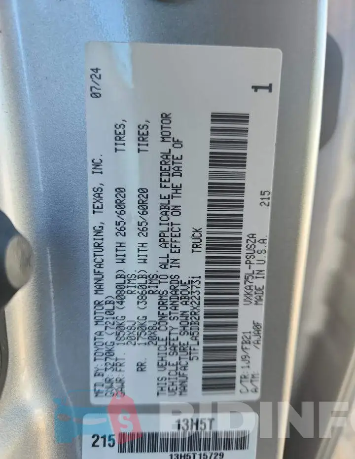 5TFLA5DB2RX223731 Photo# 12