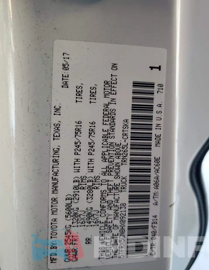 5TFRX5GN8HX092138 Photo# 12