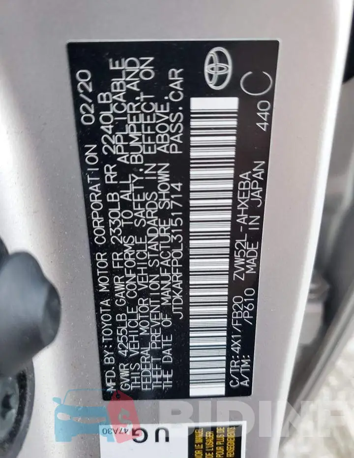 JTDKARFP0L3151714 Photo# 12