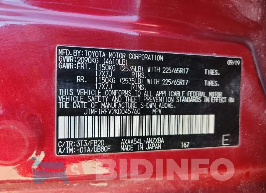JTMF1RFV2KD045760 Photo# 13