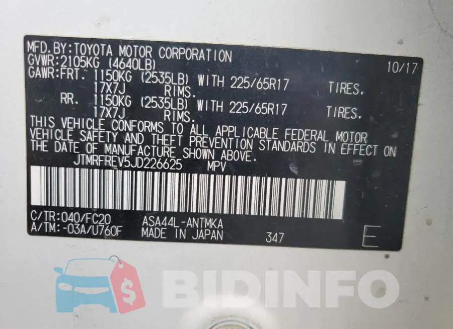 JTMRFREV5JD226625 Photo# 14