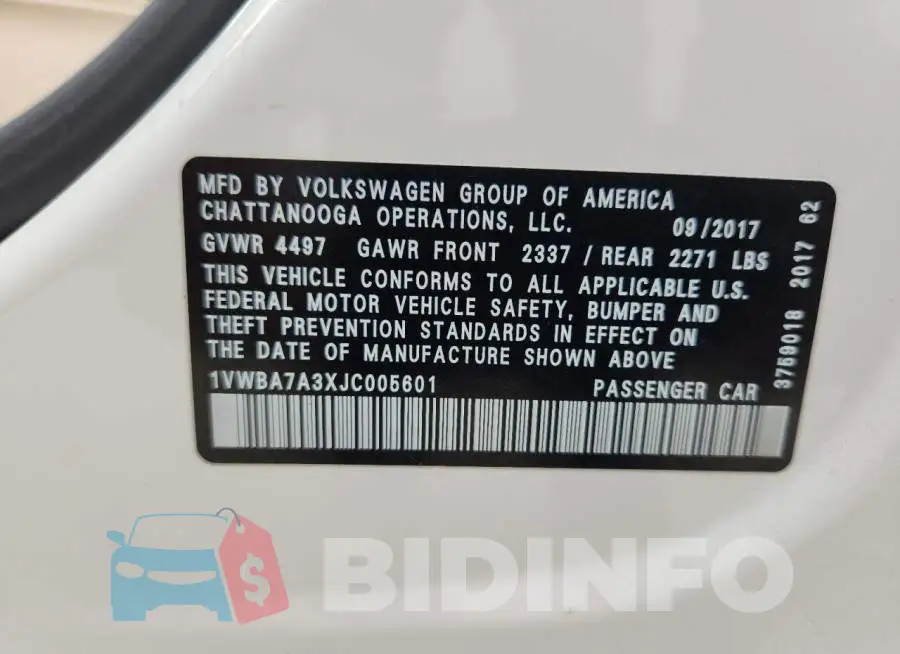 1VWBA7A3XJC005601 Photo# 12