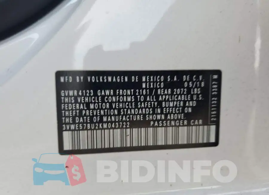3VWE57BU2KM043722 Photo# 13