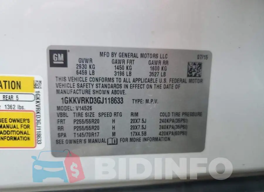 1GKKVRKD3GJ118633 Photo# 13