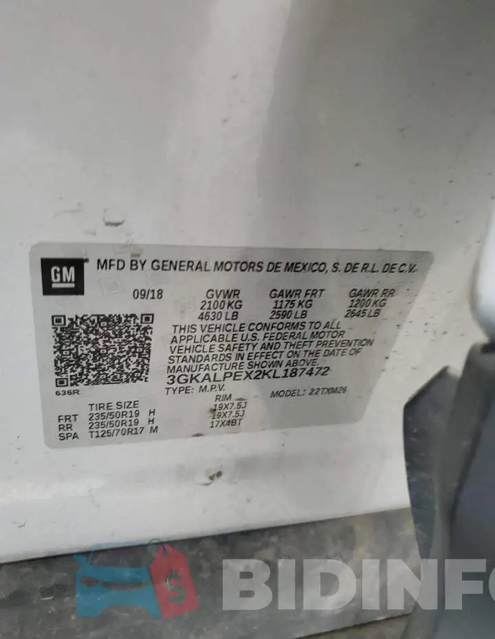 3GKALPEX2KL187472 Photo# 13