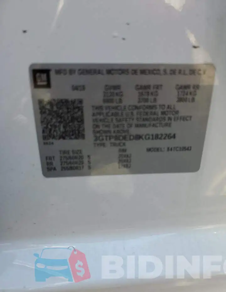 3GTP8DED8KG182264 Photo# 12