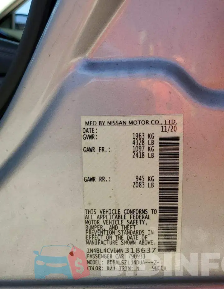 1N4BL4CV6MN318637 Photo# 13
