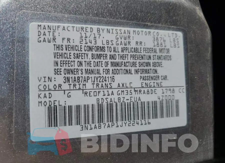 3N1AB7AP1JY224116 Photo# 13