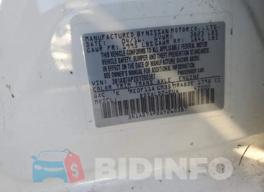 3N1AB7AP2GY260387 Photo# 13