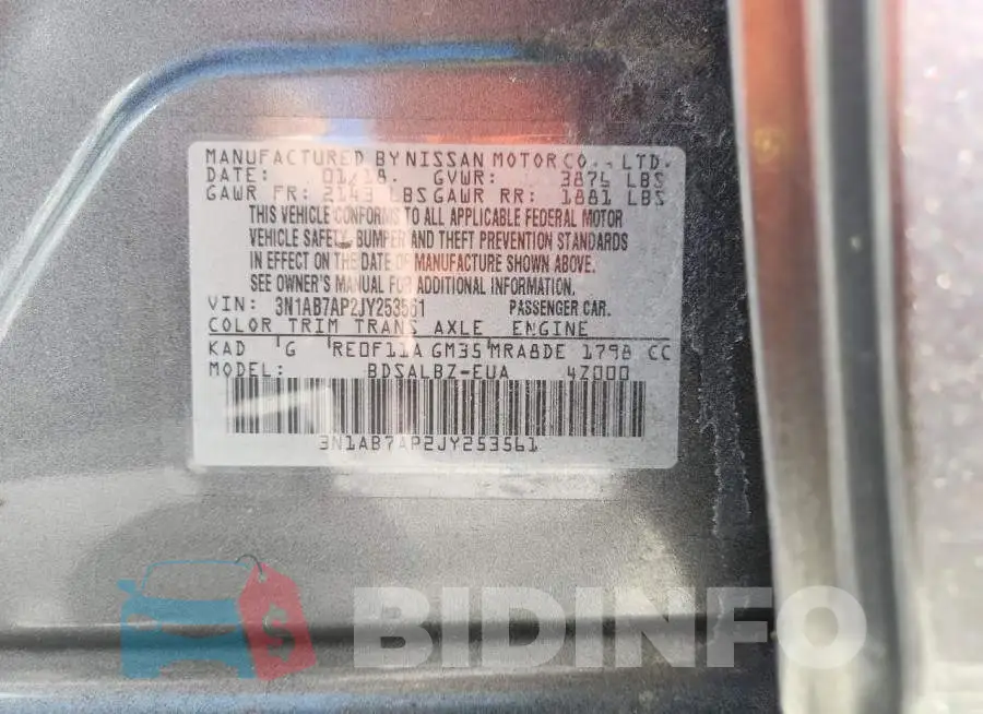 3N1AB7AP2JY253561 Photo# 12