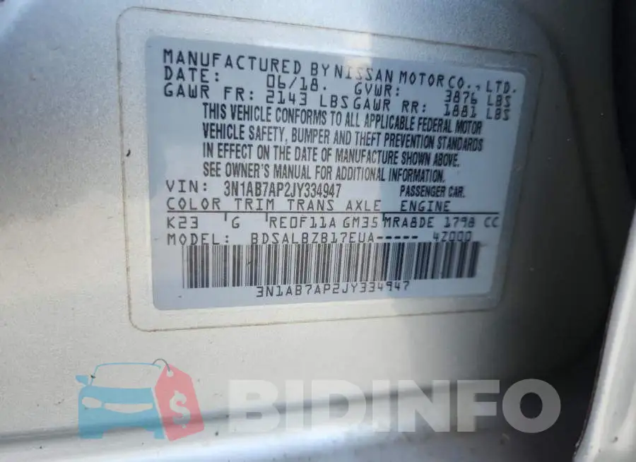 3N1AB7AP2JY334947 Photo# 12