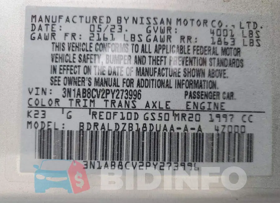 3N1AB8CV2PY273996 Photo# 12