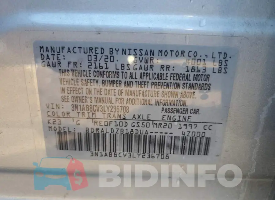 3N1AB8CV3LY236708 Photo# 12